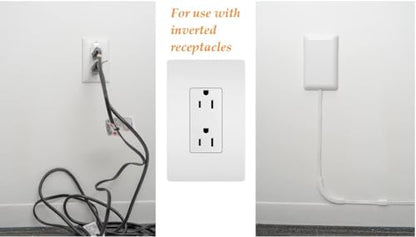 Sleek Socket Original and Patented Flat Ultra-Thin Outlet Concealer with EXTENSIO - size: 8ft - Dual Cords, style: Inverted Outlet