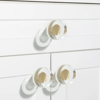 Drawer Kitchen Cabinet Knobs Glass 8 Pack Closet Brushed Gold Knob Cabinets Pulls, Dresser Drawers Cupboard Round Cut Art Hardware Handles,Solid Copper Bathroom Bedroom Pull Satin Brass Crystal Knobs - color: Gold-8 pack, size: Round
