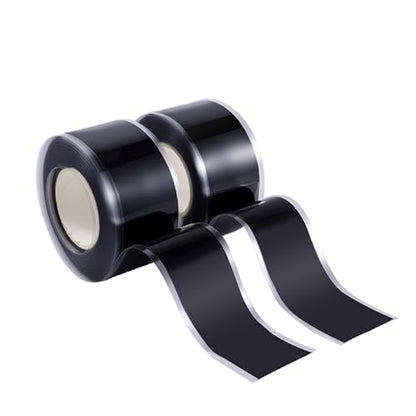 Self Fusing Silicone Tape 2 Rolls 1 in x 10' Black Waterproof Rescue Tape Rubber Leak Silicone Self-amalgamating Tape for Plumbing, Sealing Pipes, Hose Repair, Outdoor Coax and Tool Fixation - color: Black