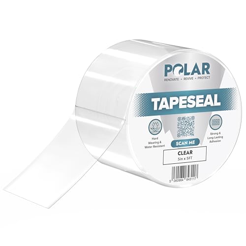 Polar TapeSeal Clear - 5" x 5 ft | Rubberised Waterproof Tape for Leaks & Cracks on Roofs, PVC Pipes, Downpipes, Plumbing & Gutters | All-Purpose Indoor & Outdoor Sealant Tape for Lasting Protection - color: Clear, size: 5" x 5 ft