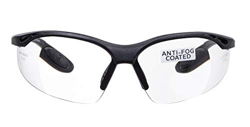 voltX 'Constructor' SAFETY READERS (CLEAR +2.5 Dioptre) Full Lens Reading Safety Glasses ANSI Z87.1+ & CE EN166F, Wraparound Style - Includes Safety Cord with headstop - UV400 anti fog coated lens - color: Clear, size: +2.5 Dioptre