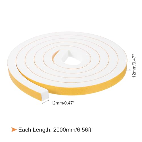 uxcell 1 Roll Foam Weather Stripping, 1/2" Wide X 1/2" Thick X 6.56 Ft Door Seal Strip Adhesive Foam Tape White Insulation Strip for Door Window - size: 1/2"x 1/2"x 6.56 Ft