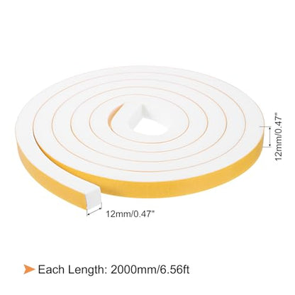 uxcell 1 Roll Foam Weather Stripping, 1/2" Wide X 1/2" Thick X 6.56 Ft Door Seal Strip Adhesive Foam Tape White Insulation Strip for Door Window - size: 1/2"x 1/2"x 6.56 Ft