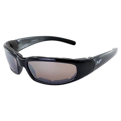 MotoFrames MF Chill Padded Motorcycle Sunglasses Black Frame w/Driving Mirror Lens