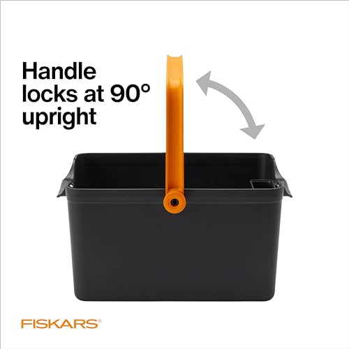 Fiskars Garden Tool Caddy, Portable Storage Organizer with Locking Handle and Removable Bin (Wall-Mountable) for Snips & Pruners, Durable Recycled Resin Carrier for Indoor & Outdoor Gardening - style: Tool Caddy