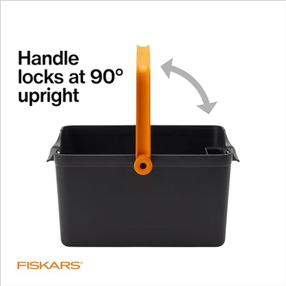 Fiskars Garden Tool Caddy, Portable Storage Organizer with Locking Handle and Removable Bin (Wall-Mountable) for Snips & Pruners, Durable Recycled Resin Carrier for Indoor & Outdoor Gardening - style: Tool Caddy