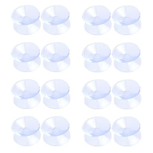 16pcs Double-Sided Suction Cup Glass Table Bumpers, Non-Adhesive Anti-Slip Rubber Furniture Pads with 35mm Diameter for Glass Table Top Protection and Stabilization