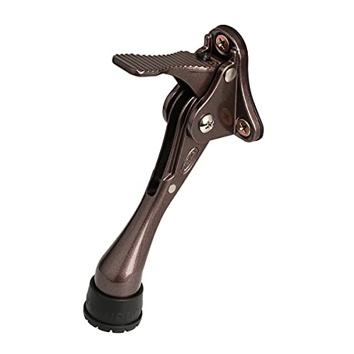 Door Stopper, One-Touch semi-Automatic Metal Door Stopper, with Non-Slip Rubber Tip for Wood, Concrete, Tiled, and Carpeted Floors (4inch x 20pack, Brown) - color: Brown, size: 4inch x 20pack