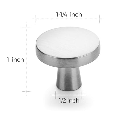 Ravinte 25 Pack Drawer Pulls 1-1/4 Inch Kitchen Cabinet Knobs Brushed Nickel Round Dresser Drawer Knobs Solid Dresser Knobs Drawer Knobs Simple Cabinet Hardware for Cupboard Drawer Pulls - color: Brushed Nickel