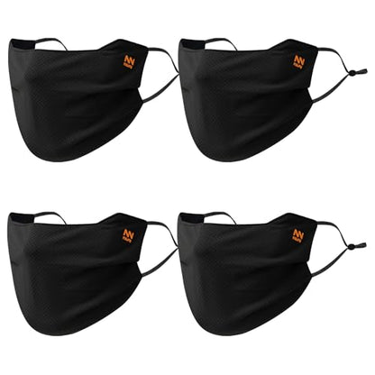 Summer UV Face Mask Breathable Washable Sun Protection Face Shield for Cycling Running Riding Hiking - color: Black 4pcs