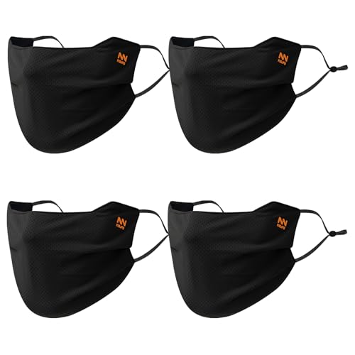 Summer UV Face Mask Breathable Washable Sun Protection Face Shield for Cycling Running Riding Hiking - color: Black 4pcs