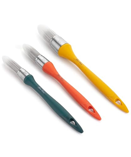 Bates- Trim Paint Brush, 3 pcs, 5/8”, 3/4” and 1”, Ergonomic Handles, Sunset Coastline Colors, Trim Brushes for Painting - color: Sunset Coastline