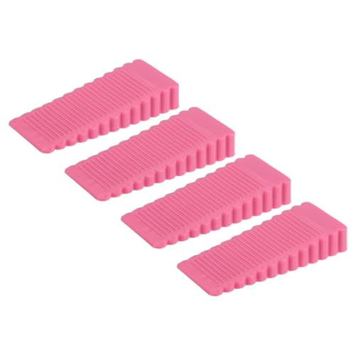 uxcell 4 Pcs Door Stoppers for Bottom of Door, 15mm/0.59 Inch Door Stops, Rubber Door Stopper Wedge Anti Slip, Window Stopper Door Stackable, Pink - color: Pink, size: 0.59-inches