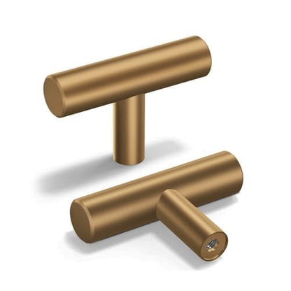 Goldenwarm 5 Pack Champagne Bronze Cabinet Handles Gold Drawer Knobs Bronze Cabinet Knobs Brushed Brass Cabinet Handles T Bar Kitchen Bathroom, 2 Inch(50mm) Overall Length - color: Champagne Bronze, size: Single Hole