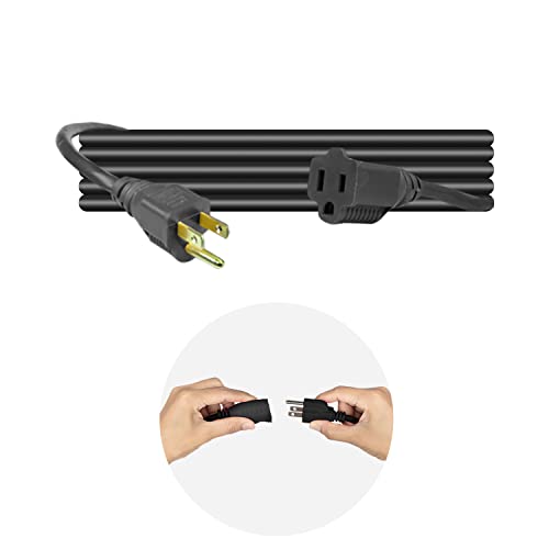 Heavy Duty Extension Cord/Wire Power Cable, Indoor, Single Outlet, UL Listed (3 ft, Black) - size: 3 ft