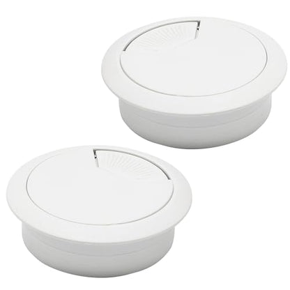 Desk Grommet 2-1/16" (53 mm), Desk Cord Hole Cover, Cable Grommet ABS Plastic, Desk Hole Grommet for Office and Home Table Cable, Detachable Adjustable Cable Cord Organizer (White 2 Pcs) - size: 2-1/16" (53 mm), style: 2 pcs White