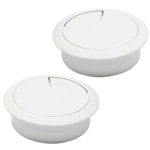 Desk Grommet 2-1/16" (53 mm), Desk Cord Hole Cover, Cable Grommet ABS Plastic, Desk Hole Grommet for Office and Home Table Cable, Detachable Adjustable Cable Cord Organizer (White 2 Pcs) - size: 2-1/16" (53 mm), style: 2 pcs White