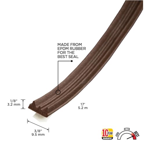 M-D Building Products 02592 1/8 in. x 3/8 in. x 17 ft. Brown Premium Rubber Window Seal for Ex-Small Gaps - color: Brown, size: 1/8 in. x 3/8 in.