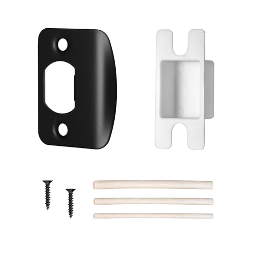 Matte Black Door Strike Plate for Interior Doors, Adjustable Security Reinforcement Plate, Door Latch Repair for Home, 1 Pack - color: Matte Black, size: 1 Pack