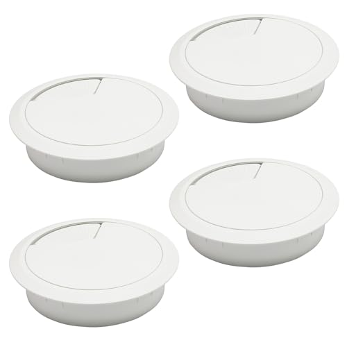 Desk Grommet 2-3/8" (60 mm), Desk Cord Hole Cover, Cable Grommet ABS Plastic, Desk Hole Grommet for Office and Home Table Cable, Detachable Adjustable Cable Cord Organizer (White 4 Pcs) - size: 2-3/8" (60 mm), style: 4 pcs White