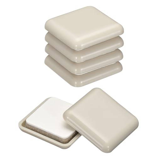 uxcell Furniture Sliders, 12Pcs 1 1/6" - Plastic Self-Adhesive Square Sliding Pads, Chair Glides for Carpeted Tile Vinyl Hardwood Floors (Grey) - size: 1 1/6"
