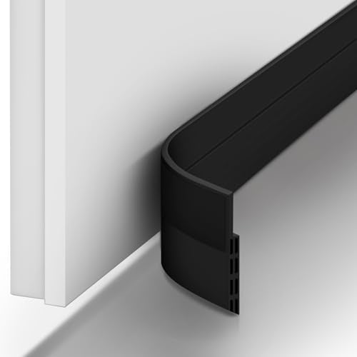 Door Draft Stopper Weather Stripping: Ohuhu 118" L x 2" W Under Door Bottom Seal Strip Sweep - 1" Widened Backing Adhesive Blocker Gap Filler Flexible Noise Insulation Draft Guard Bottom of Door-Black - color: Black, size: 118"L x 2"W