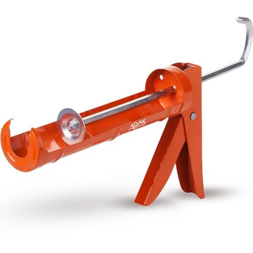 ADAK - Professional Caulking Gun, 10:1 Thrust Ratio, Caulking Gun No Drip, Hand Tool for Silicone & Sealant Application, Smooth Pressure Caulk Gun, Caulking Gun Tool (Orange) - color: Orange
