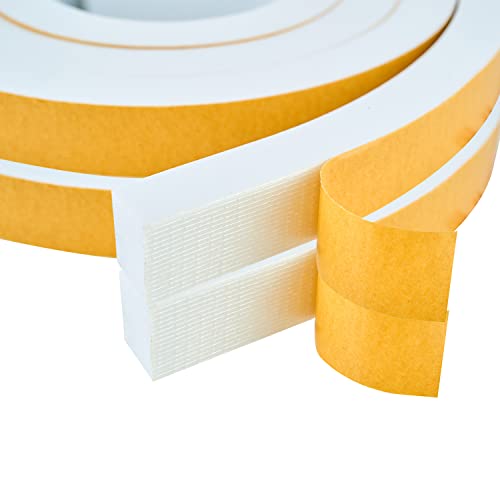 High Density Foam Weather Stripping Door Seal Strip Insulation Tape Roll for Insulating Door Frame, Window, Air Conditioner | Self Adhesive Sealing Weatherstrip (White, 1 in 3/4 in x 13 Ft) - color: White, size: 1 In 3/4 In x 13 Ft