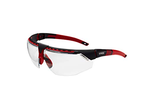 Honeywell Uvex by by Avatar Safety Glasses Red Frame with Clear Lens & Anti-Scratch Hardcoat (S2860) - color: Red Frame