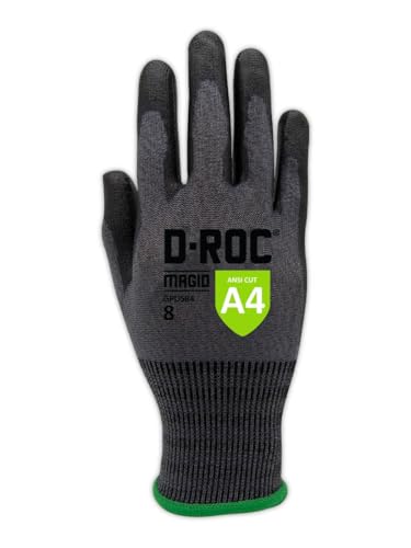 MAGID D-ROC ANSI A4 18-Gauge Hyperon PU Coated Palm Work Gloves, 1 Pair, Size 10/XL, GPD584 - size: 6/XS, style: 1 Pair