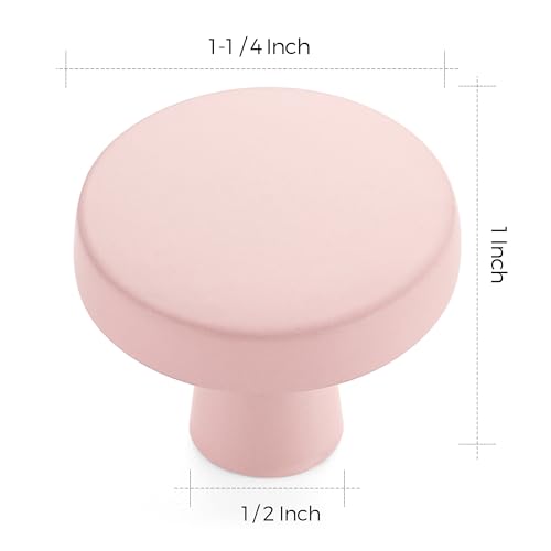Ravinte 25 Pack Drawer Pulls 1-1/4 Inch Pink Kitchen Cabinet Knobs Solid Round Dresser Handles for Simple Cupboard Hardware - color: Pink