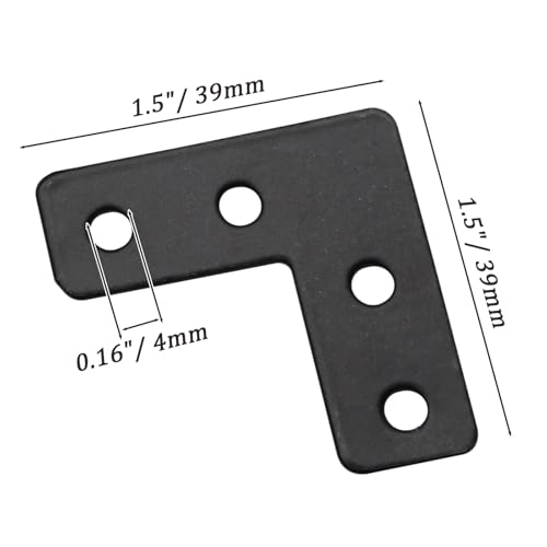 Hordion 20Pcs 1.6 x 1.6 Inch L Shape Bracket Flat Corner Brace (40 X 40mm), Right Angle Bracket Black Heavy Duty Repair Mending Plates for Wood Furniture Chair Drawer Cabinet - size: 1.6*1.6''/40*40mm, Silver