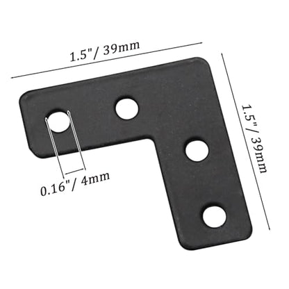 Hordion 20Pcs 1.6 x 1.6 Inch L Shape Bracket Flat Corner Brace (40 X 40mm), Right Angle Bracket Black Heavy Duty Repair Mending Plates for Wood Furniture Chair Drawer Cabinet - size: 1.6*1.6''/40*40mm, Silver