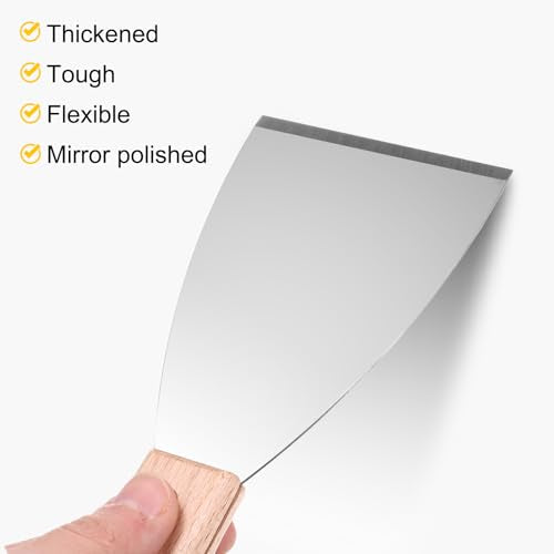 uxcell 7pcs Putty Knife Set 1/1.5/2/2.5/3/4/5 Inch Carbon Steel Paint Scraper Flexible Drywall Repair Mud Knife for Removing Cement Wallpaper Mud Adhesive Taping