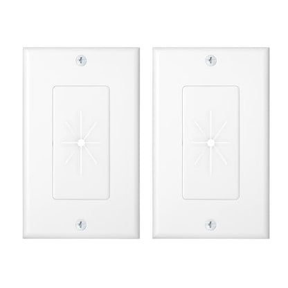 Cable Matters 2-Pack 1-Gang Wall Cable Pass Through, Cable Wall Plate with Flexible Rubber Grommet, Cord Hiding/Management Solution for Home and Office, White