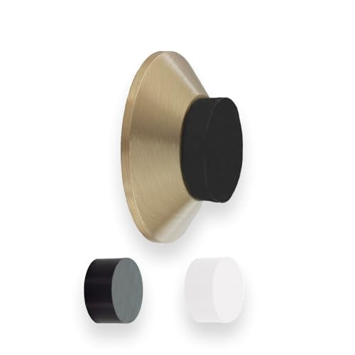 EVI Herrajes | Adhesive Door Stop | Wall Mounted | 1.37x0.59 | Matt Brass | Conical Shape | Two Rubbers Included | Adhesive or Screw Installation - color: Matte Brass, size: 1,37x0,59"