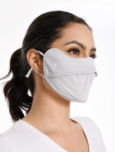 UPF 50+ Sun Protection Face Mask, Cooling UV Face Cover Adjustable for Outdoor Sports - color: Light Gray, size: 1 Count (Pack of 1)