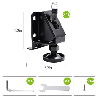 DkOvn Leg Leveler, 16 Pack Heavy Duty Leveling Feet, Adjustable Furniture Leveler Legs, with Screws, Lock Nuts and Wrench, 2 inch Adjustable Height, for Furniture, Table, Cabinets - size: 16 Pack