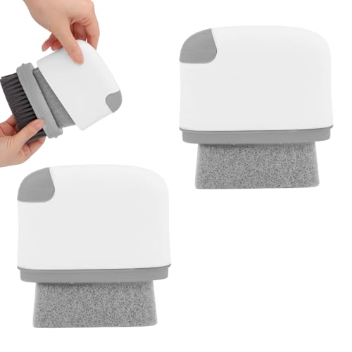 2pcs 2-in-1 Groove Cleaning Brush, 2025 Upgraded Crack Cleaner Tool Handheld Grout Brush for Window Tracks Sliding Doors Sills Tile Lines (Light Gray) - color: Light Gray
