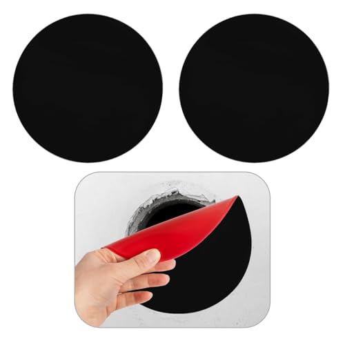 Rubber Bond Self-Adhesive Rubber Wall Outlet Cover Plate 2 Pack - Easy to Apply Peel & Stick Drywall Hole Patch - 7 Inch Round Screwless Blank Wall Plate Cover - Premium Rubber Wall Hole Cover (Black) - color: Black, size: 7 Inch Round