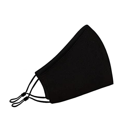 Washable Face Mask with Adjustable Ear Loops & Nose Wire - 3 Layers, Made in USA - color: Solid - Black