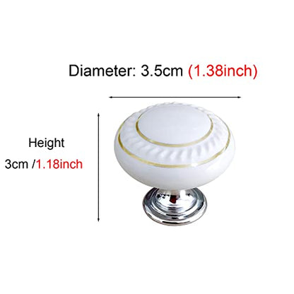 HUAMULAN 10 Pack White Ceramic Knob with Gold Circle Simple Dresser Kitchen Round Cabinet Pulls,Zinc Alloy Base Cupboard Wardrobe Drawer Door Handles,3 Size Screws - color: White with Gold Circle 10PCS
