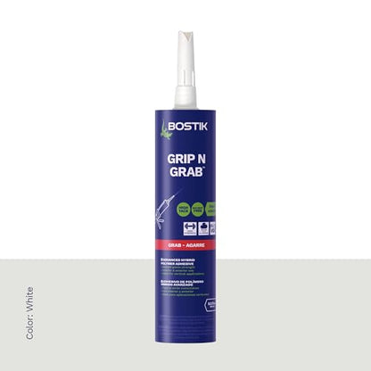 BOSTIK Grip n Grab 9.5oz Instant Grab Premium Heavy Duty Adhesive Glue | Professional Grade | Internal External Waterproof Low Odor Fast Cure | Wood Concrete Drywall Metal & More | 1 Cartridge