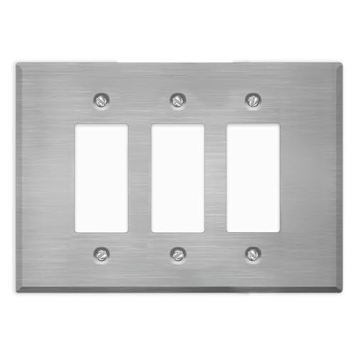 Oversized Stainless Steel Outlet Covers, 3-Gang Rocker Cover, 5.5" x 7.50" Jumbo Decorator Wall Plate, Stainless Steel Metal, Corrosive Resistant, Matching Screws Included, Made in USA - color: Rocker Switch, size: 3 Gang