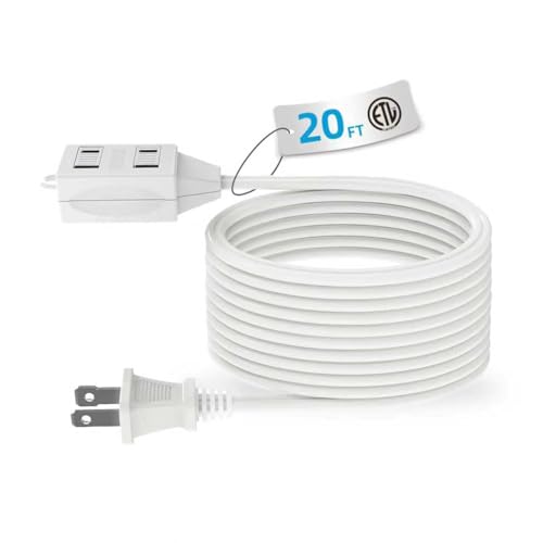 TiFFCOFiO Indoor Extension Cord, 2 Prong 20 Feet Extension Cord, 3 Polarized Outlets with Safety Slide Windows,13A/1625W, 16 AWG, 1 Pack - size: 20 ft, 1 pack