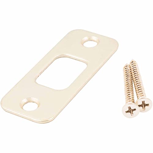 Stone Harbor Hardware Round Corner Deadbolt Strike Plate, 1-1/8" x 2-3/4", 2-1/8" Center-to-Center, Polished Brass - color: Polished Brass