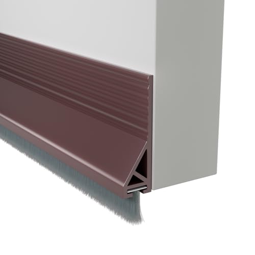 Door Draft Stopper with Brush, 39" Door Sweep for Bottom of Door, Self Adhesive Weather Stripping for Bottom of Door, Under Door Seal Dust/Noise/Hot or Cold Air Insulation, Brown, 2 Pack - size: 2PACK