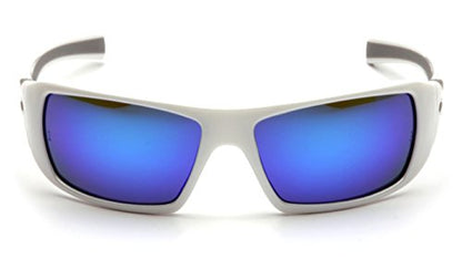 Pyramex Goliath Safety Eyewear Black Frame Clear Anti Fog Lens - color: White Frame/Ice Blue Mirror Lens