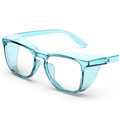 TOREGE Safety Glasses for Men&Women, Clear Safety Goggles Eye Protection Glass with Anti-Fog Lenses, Z87 Glasses Perfect Alt to Regular Protective Eyewear(Light Blue) - color: Light Blue