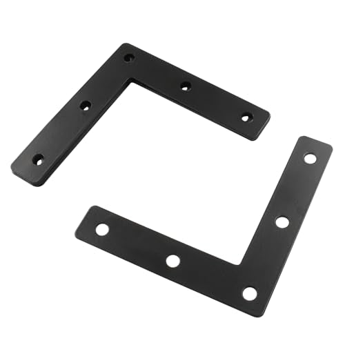 Bivethoi 10 Pcs L Shape Flat Mending Plates, 80 x 80mm (3.15" x 3.15") Stainless Steel Corner Braces with Screws, Flat Angle Brackets for Wood Furniture Repair, Cabinet, Shelf & DIY Projects, Black - size: 80x80mm/3.15"x3.15", style: L shape